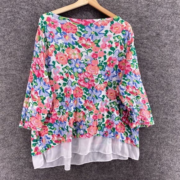 Talbots Sweater Pullover Women 2X Plus White Floral Knit Long Sleeve Cotton - Picture 2 of 7